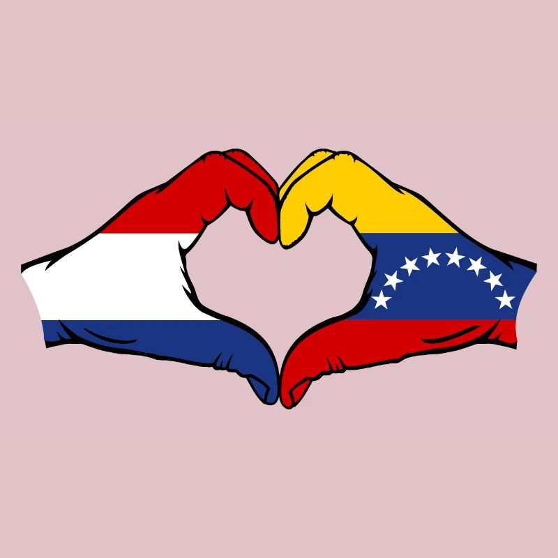 Drapeau Hollande Venezuela mains forme de coeur