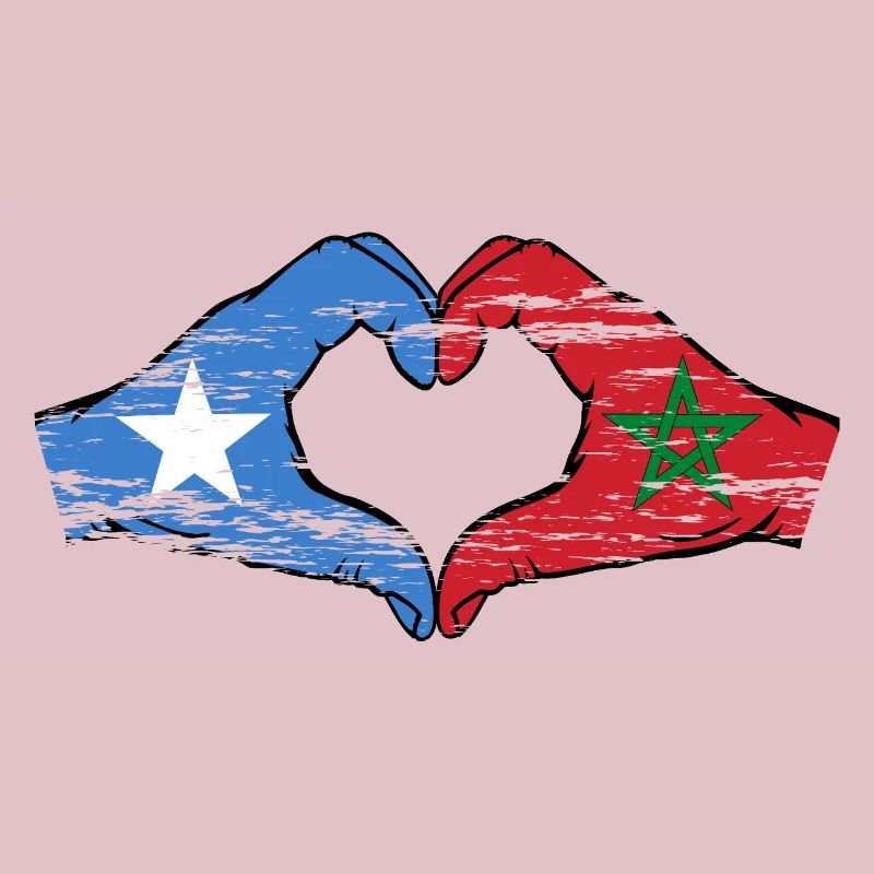 Somalie Maroc Drapeau Mains Coeur Forme Utilisé