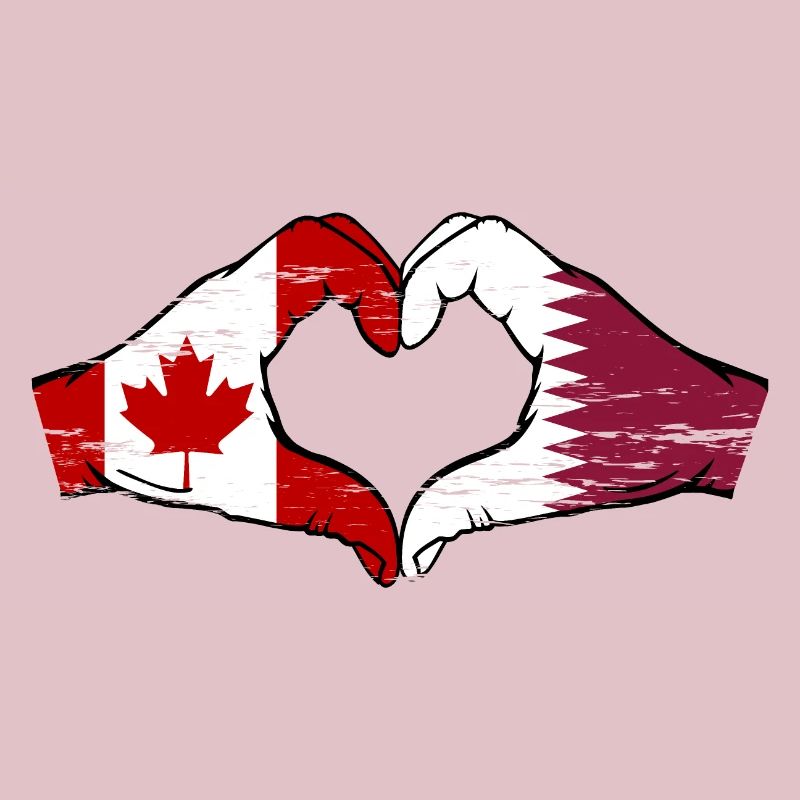 Drapeau du Canada Qatar mains forme de coeur utilisé