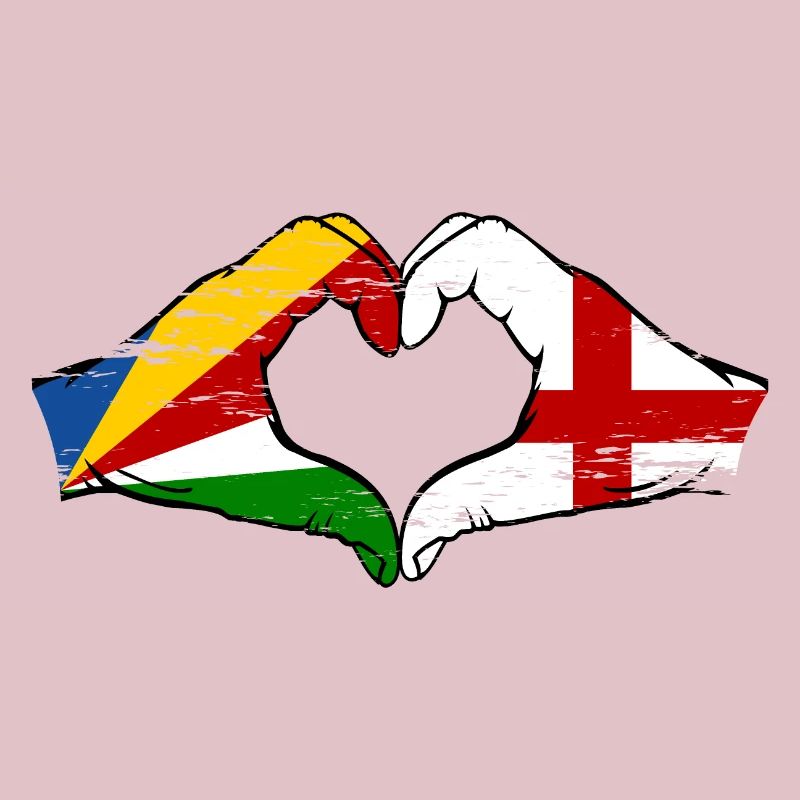 Seychelles Angleterre drapeau mains forme de coeur utilisé