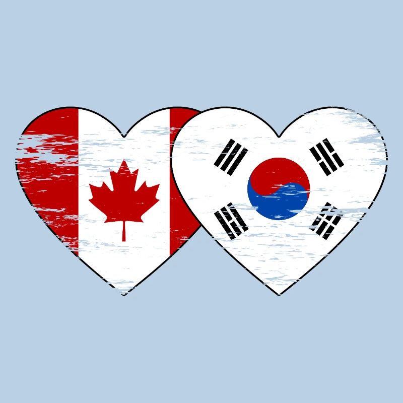 Canada Corée du Sud Drapeau Coeur Utilisé