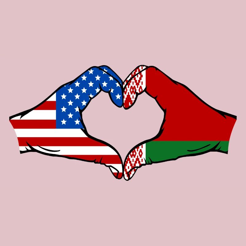 États-Unis Biélorussie drapeau mains forme coeur