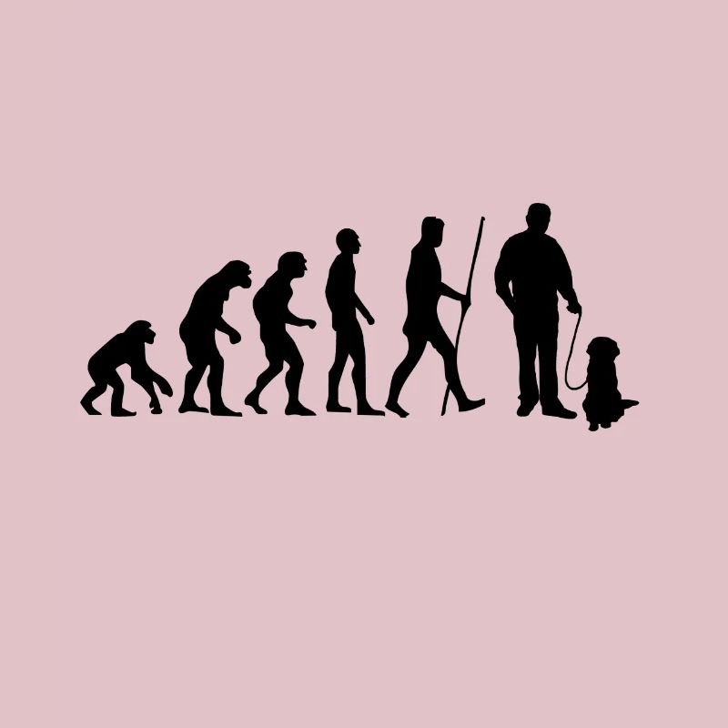 Evolution Herrchen mit Hund als Geschenk