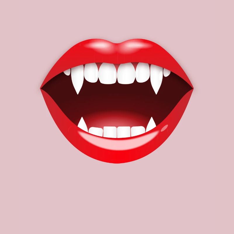 Vampire Halloween funny red lips sharp teeth