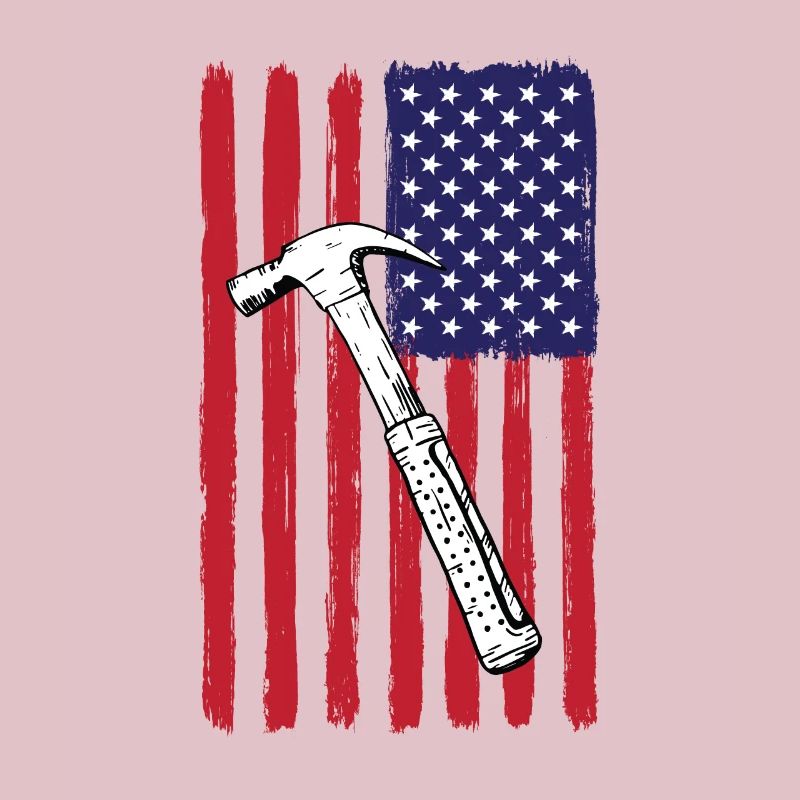 USA Flag Construction Workers