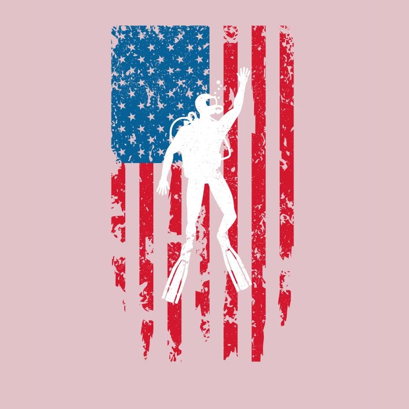 Plongée Drapeau Américain Plongeur Down Plongée US