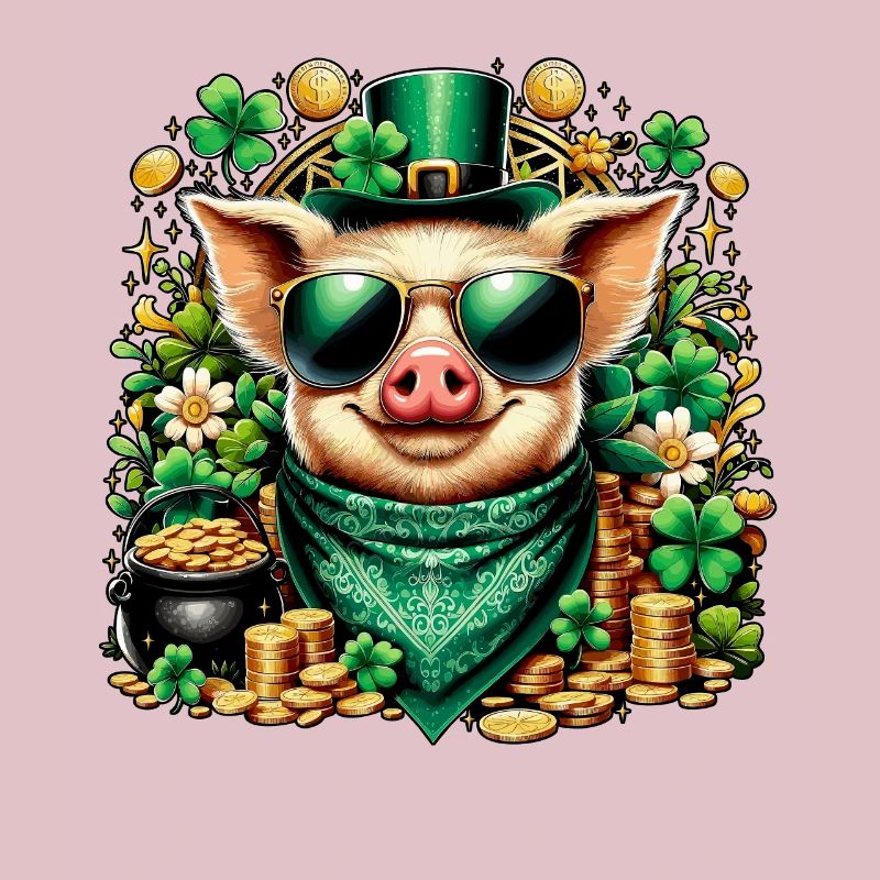 Cooles Schwein mit Kleeblatt