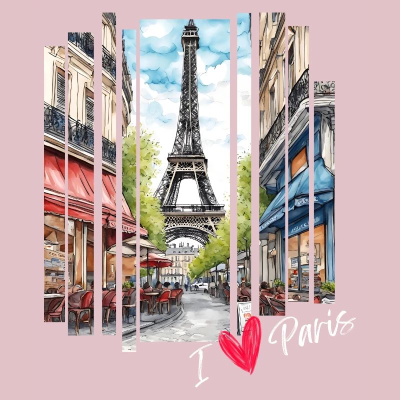I love Paris: Eiffel Tower and a Charming Cafe