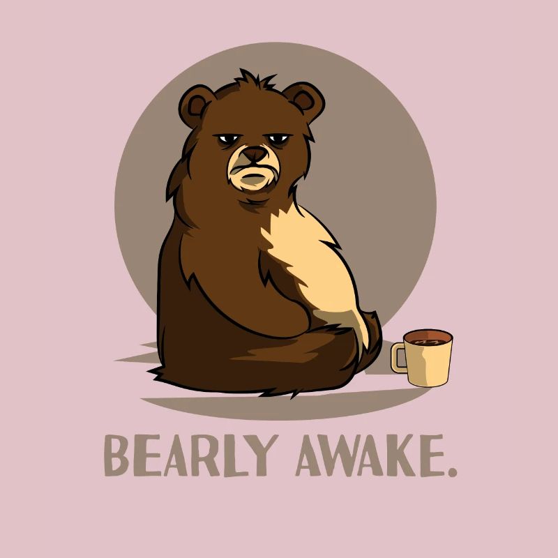 Bear Coffee Caffeine Long Sleeper Tired joke design
