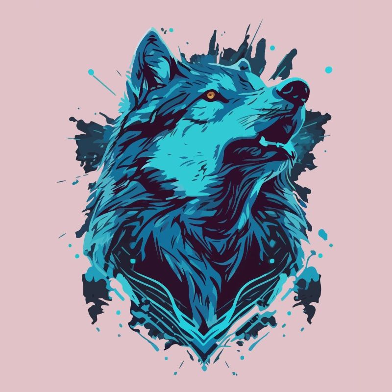 Bemalter meerblauer Wolf