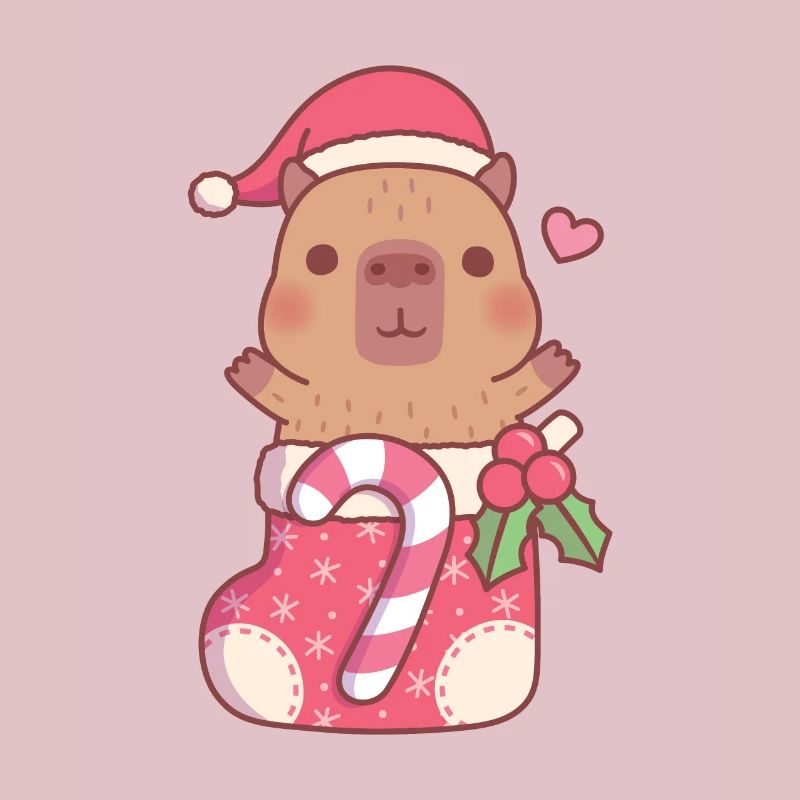 Mignon Capybara dans le bas de Noël