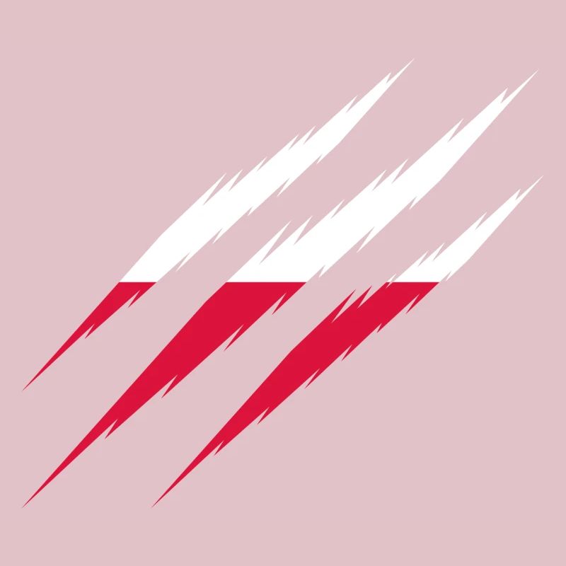 Drapeau de la Pologne griffes griffes marque de grattage coupe rayée