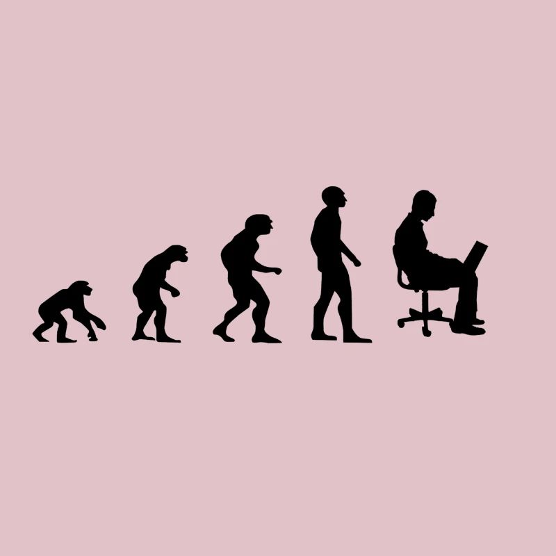 Evolution Mann am Laptop, Arbeit, Pc