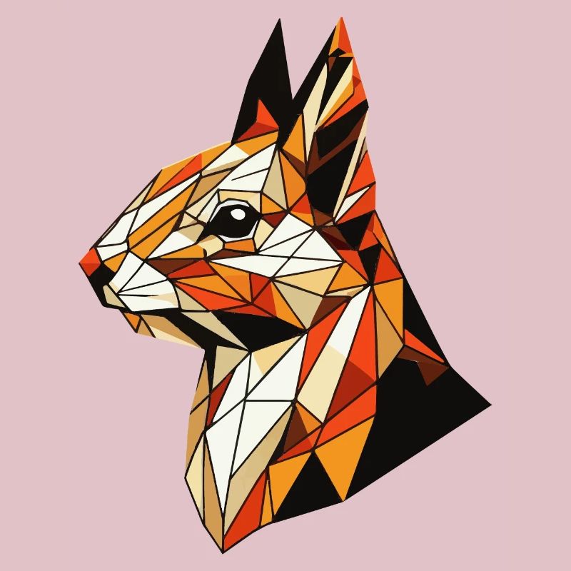 Squirrel Illustration Triangles Geometric