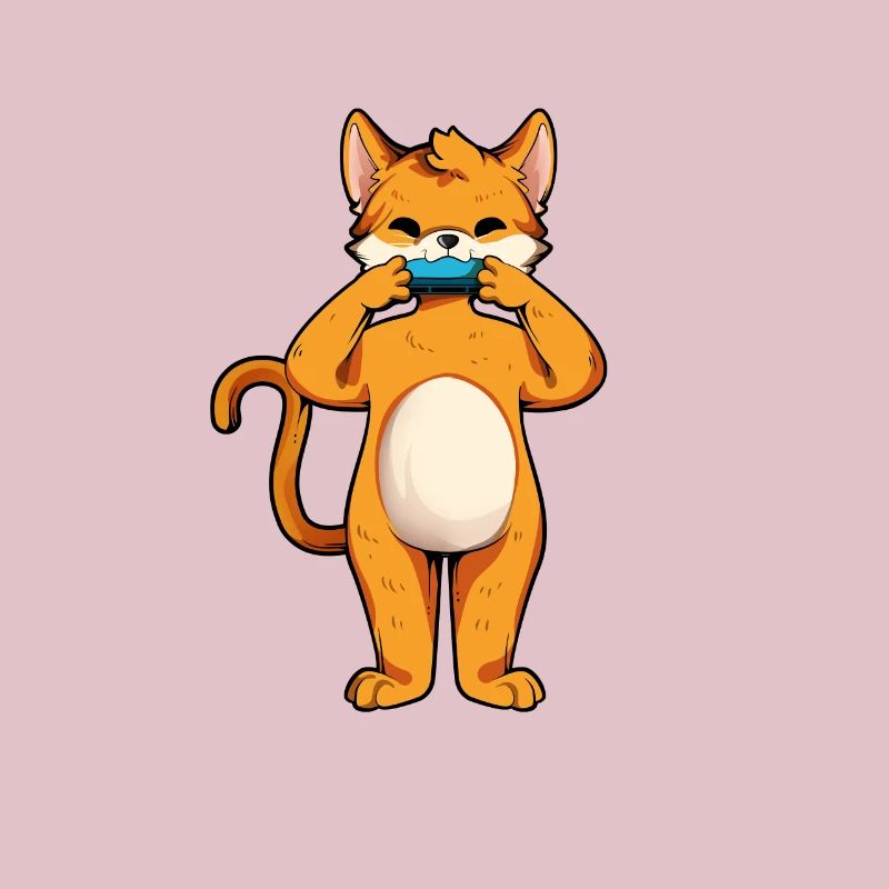 Cat plays harmonica