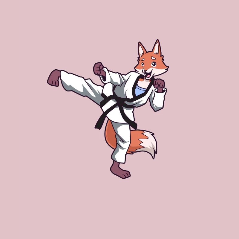 Cartoon Fox Doing Hapkido