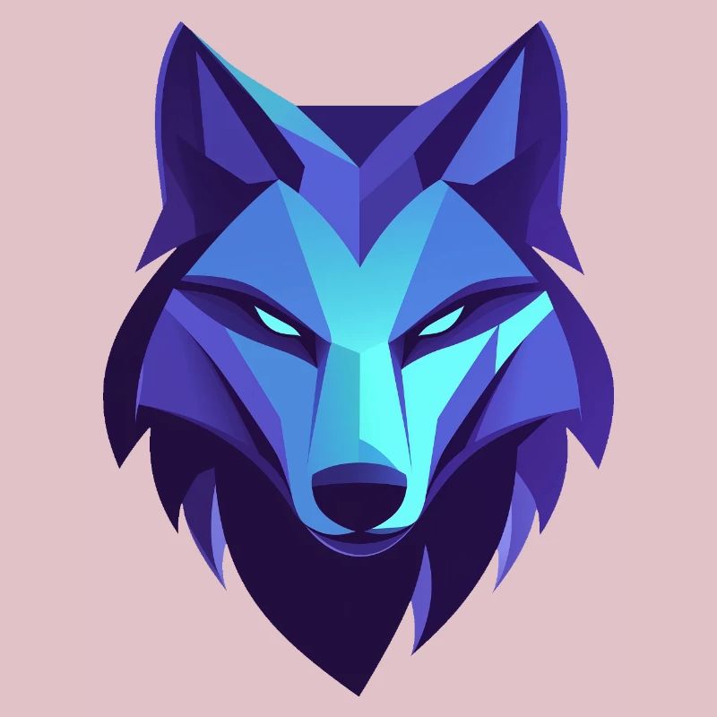 Geometrisches ruhiges Wolfslogo, Wolfsemblem