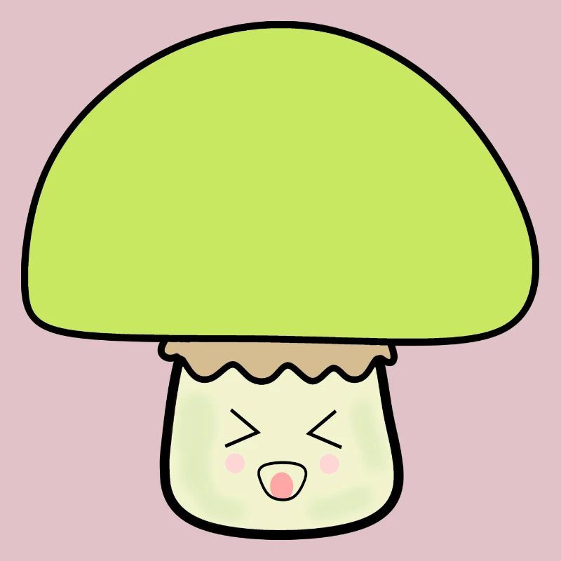Champignon vert mignon avec visage