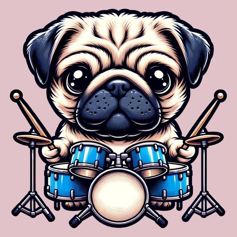 Cool Pug Drummer Design