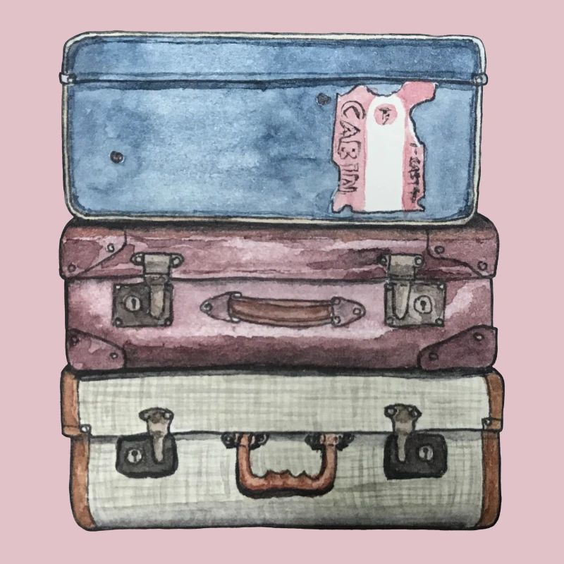 Suitcase stack with 3 old suitcases