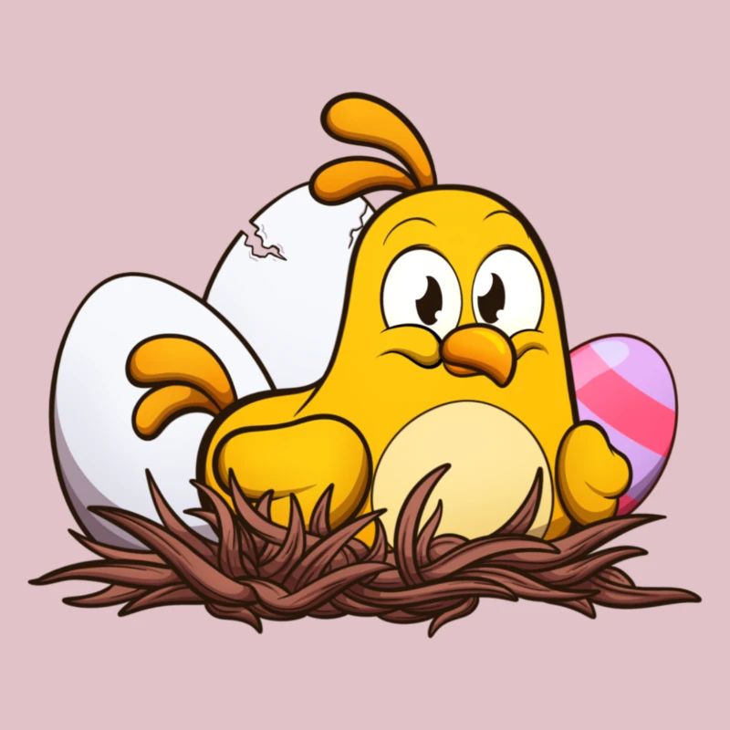 Cute Little Easter Chick In Nest