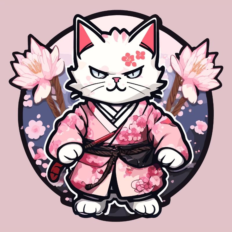 Samurai Katze & Kirschblüten #10