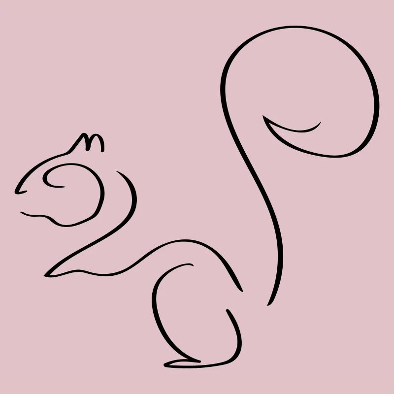 Squirrel Line Art - Minimalist