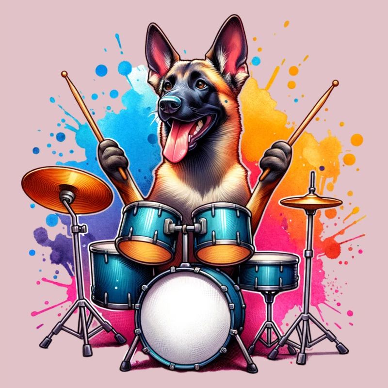 Conception d’aquarelle de batteur Malinois