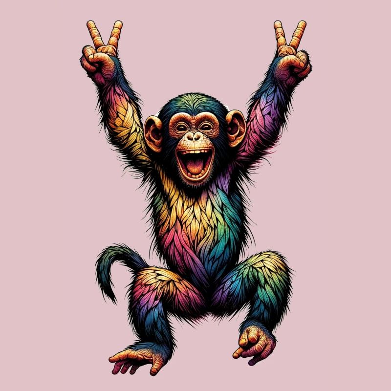 Rainbow Monkey Drapeau arc-en-ciel Rainbowcore