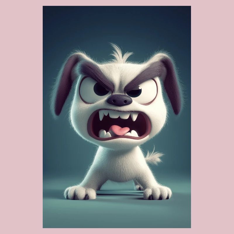 Grumpy Cartoon Dog Rage Mode