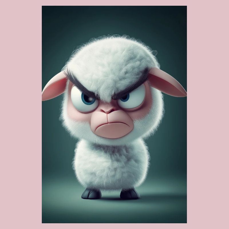 Grumpy Cartoon Sheep Mood