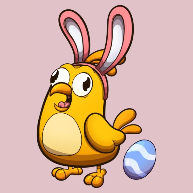 Cute Little Easter Chick With Rabbit Ears