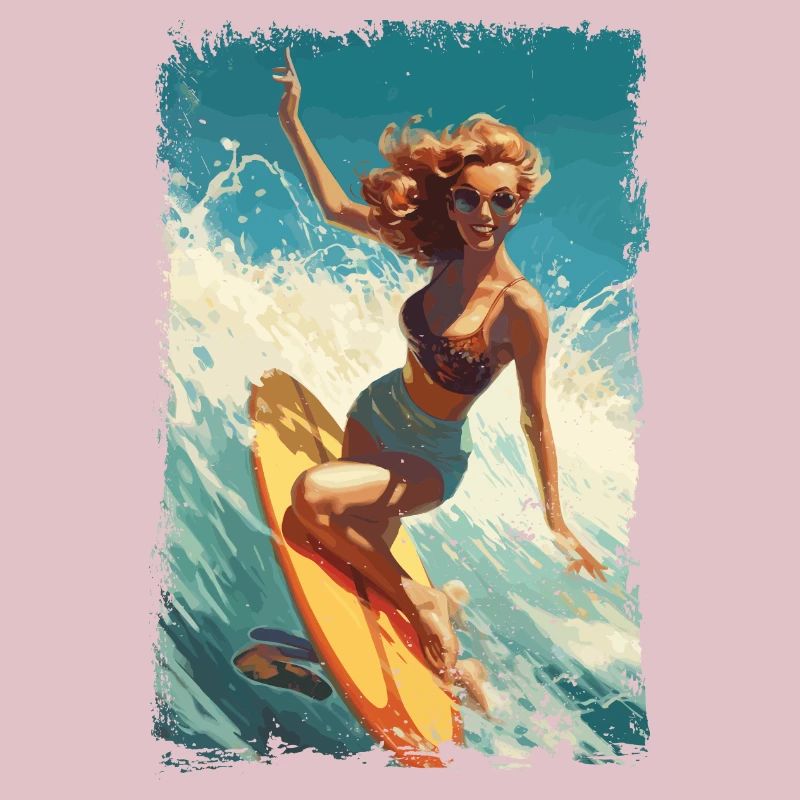 Retro Beach Babe - Surf Comic Design