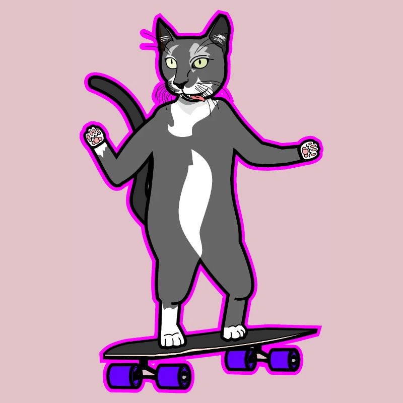 Cool chat longboard en rose