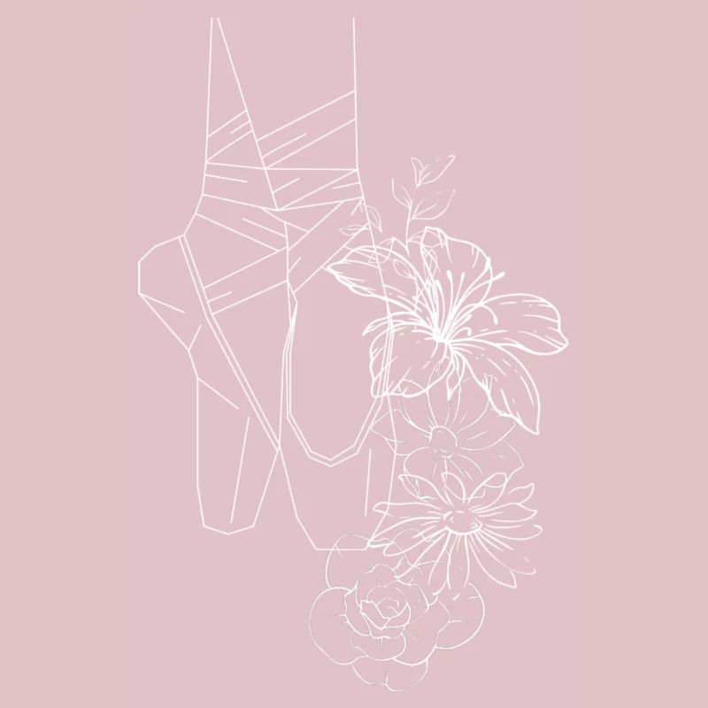 Chaussons de ballet, pointes et fleurs
