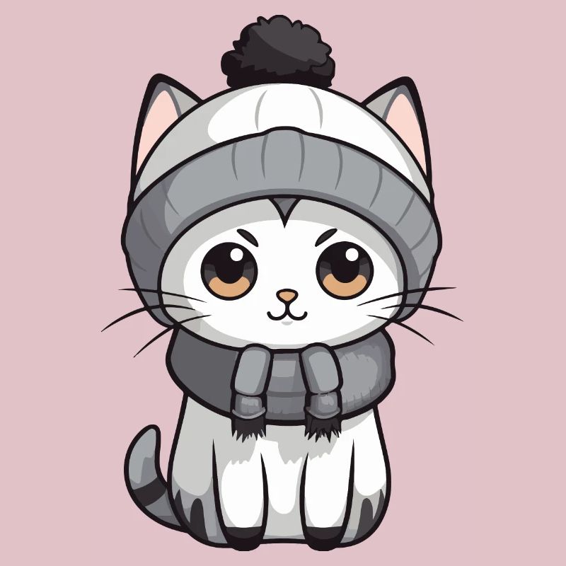 Katze Winter Tier Niedlich Comic