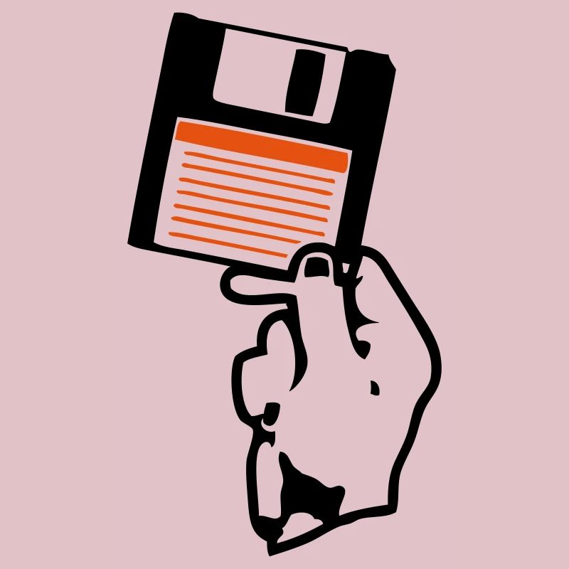 Ich halte dir eine Handdiskette.