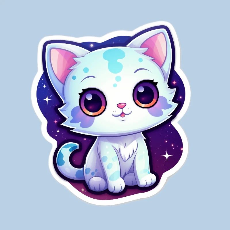 Mignon chat de dessin animé flottant dans l’espace