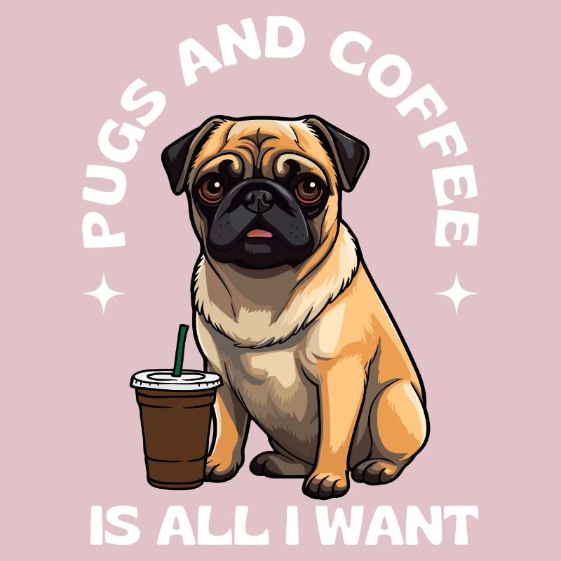 Süßer Lachender Mops & Kaffee Design