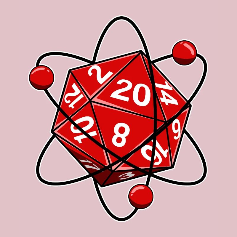 Cube D20 electron physics nerd