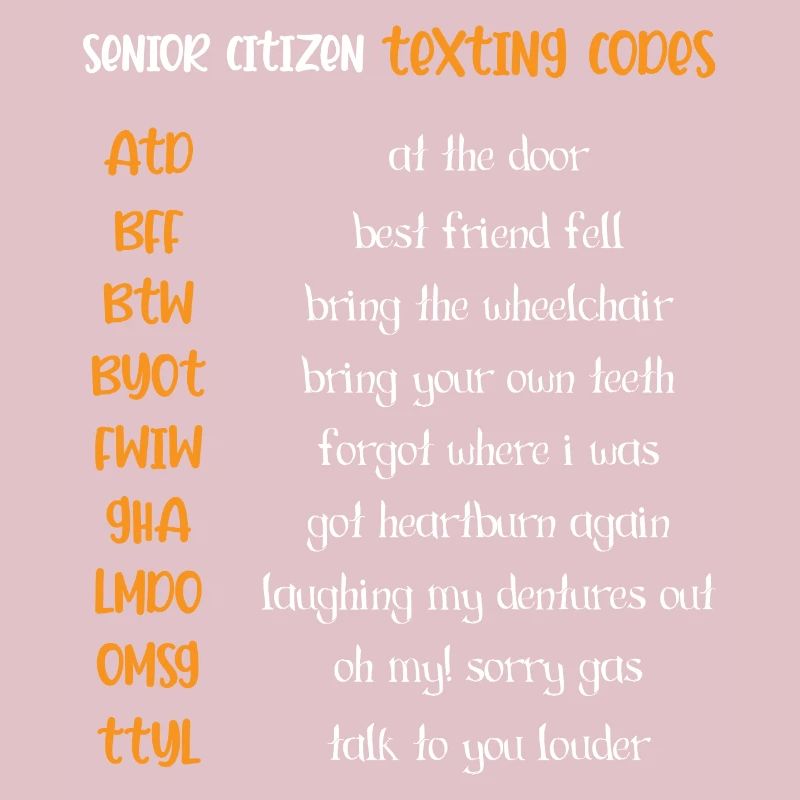 Text codes Senior Citizen or Eldery Person Gesch