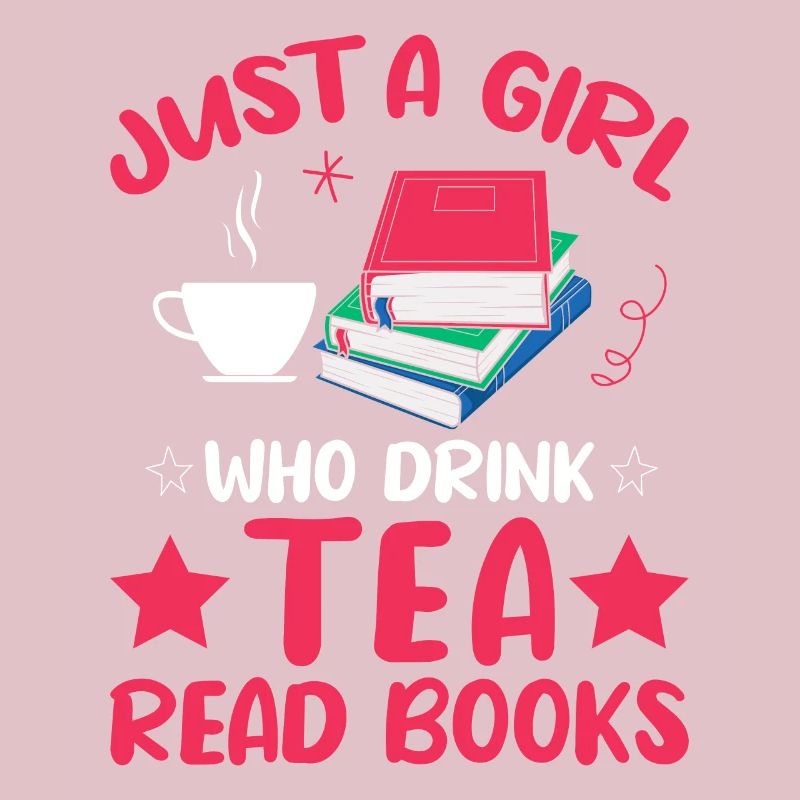 Nur ein Mädchen, das Tee trinkt und Bücher liest