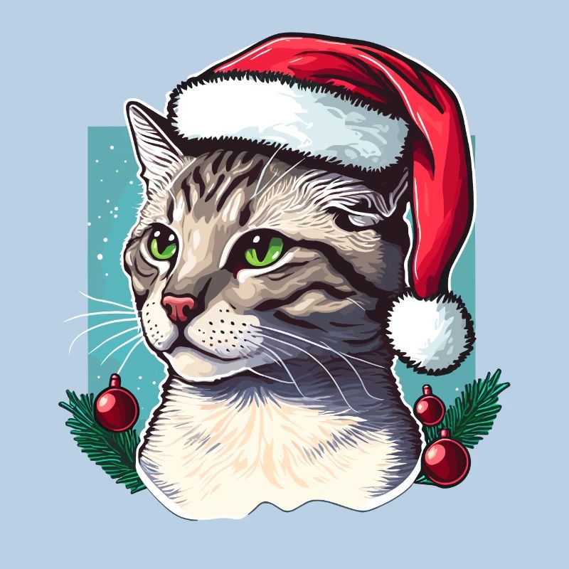 Wunderschöne Katze mit Weihnachtsmannmütze