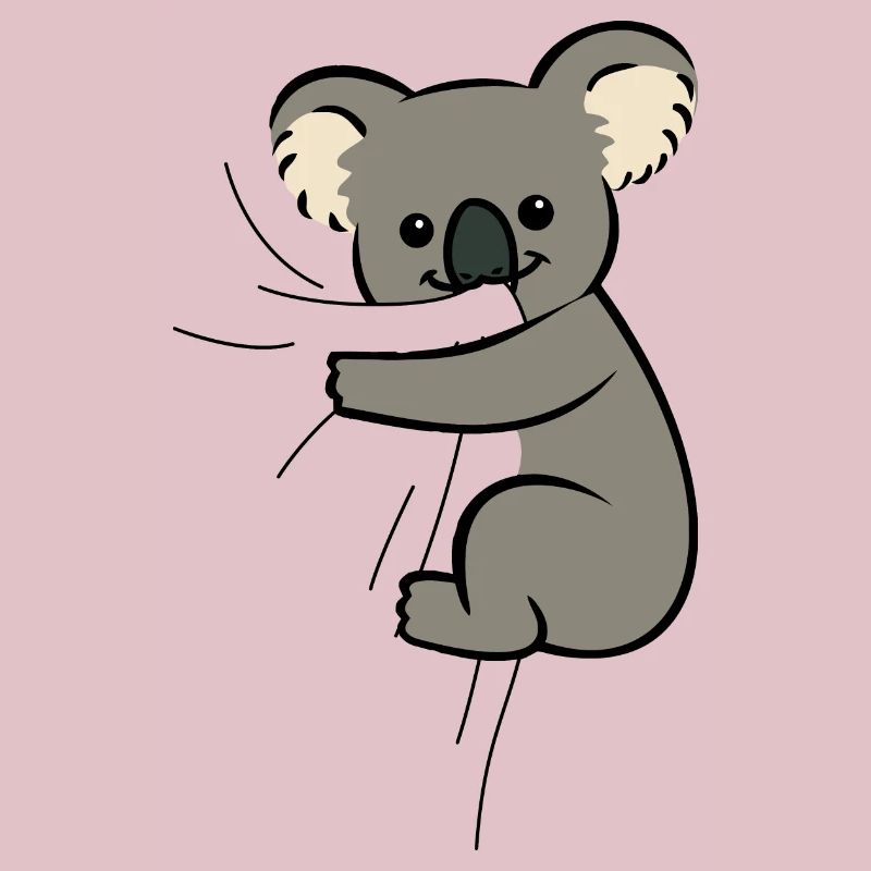 Koala bites in T-shirt Hungry koala eats