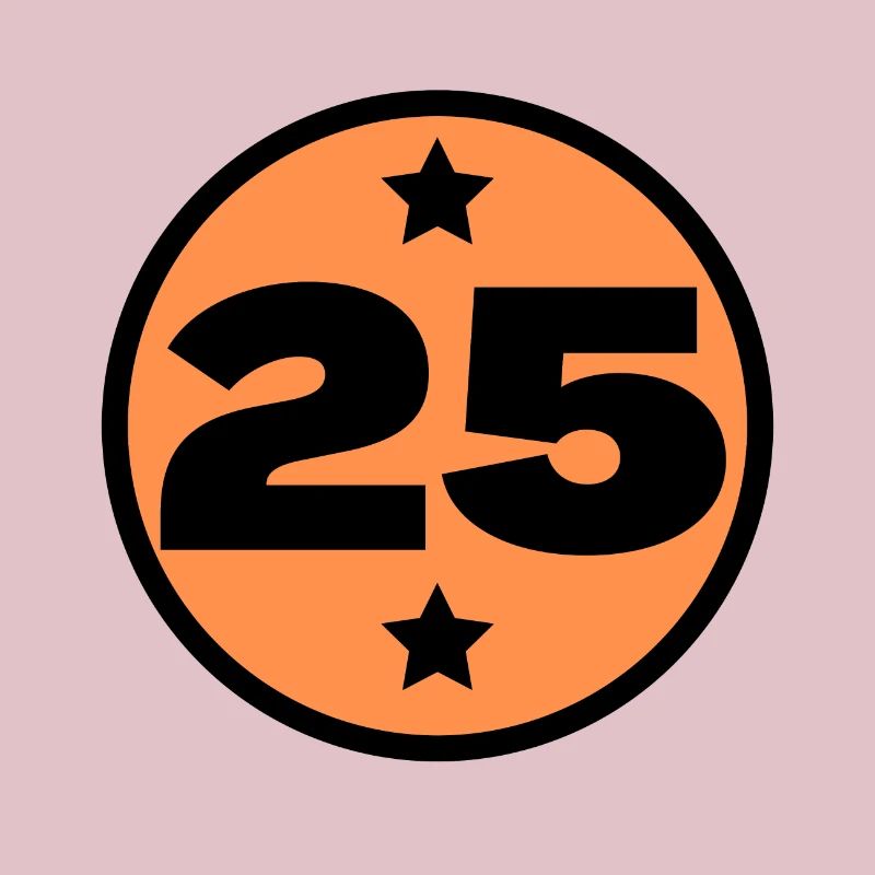 25 Twenty-Five Black Orange Circle Birthday