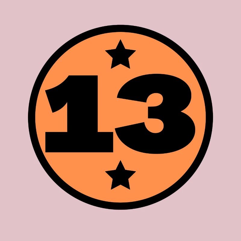 13 Dreizehn Black Orange Circle Geburtstag