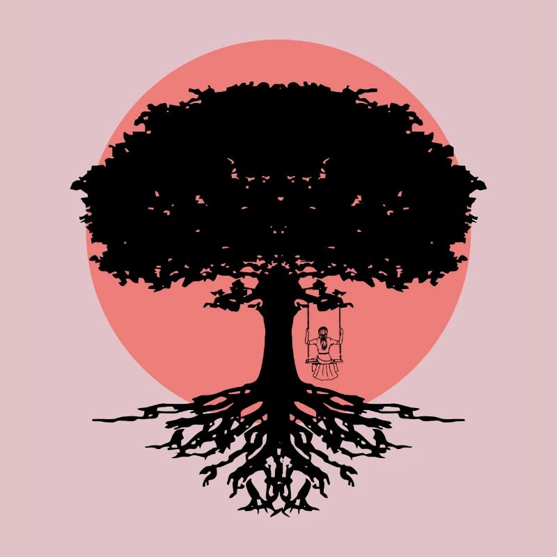 Mädchen schaukelt am Baum