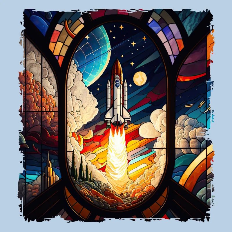 Lancement de fusée spatiale Kirchenglass Buntglass