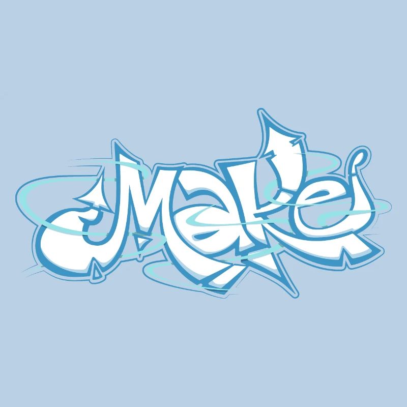 Blue word make graffiti
