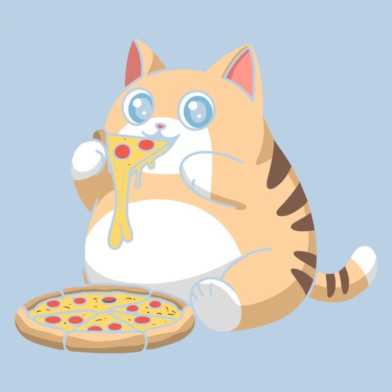 Chat potelé mignon mangeant de la pizza